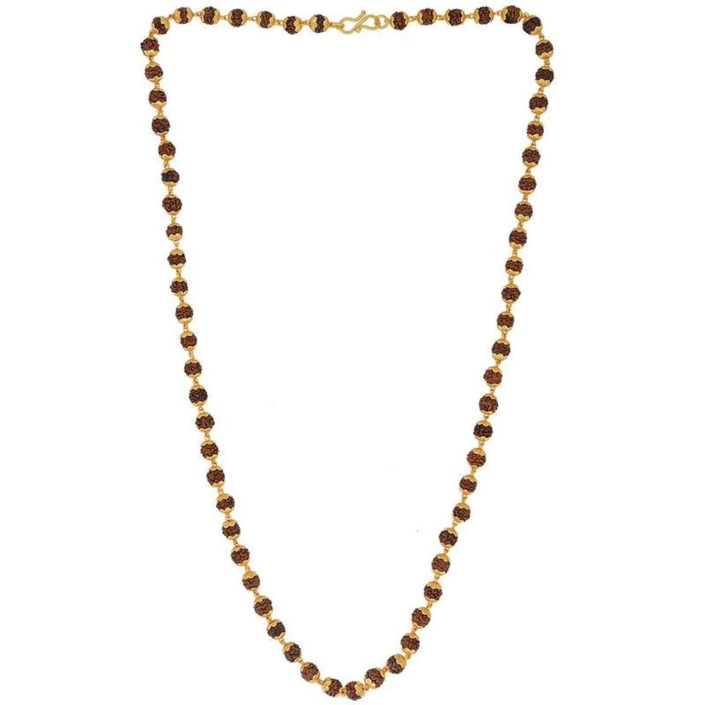 Noorika™ 5 Mukhi Natural Rudraksha Mala | 22ct Gold Plated & Rhodium Coated Spiritual Chain for Men & Women